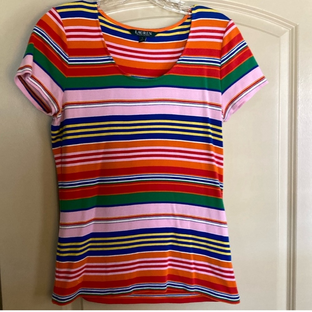Woman’s Ralph Lauren Polo striped shirt size large 🌈